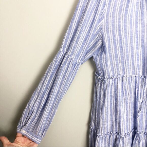 RAILS | Everly Tiered Long Sleeve Tie Dress Ludlow Stripe Women’s Size Small - Picture 7 of 11